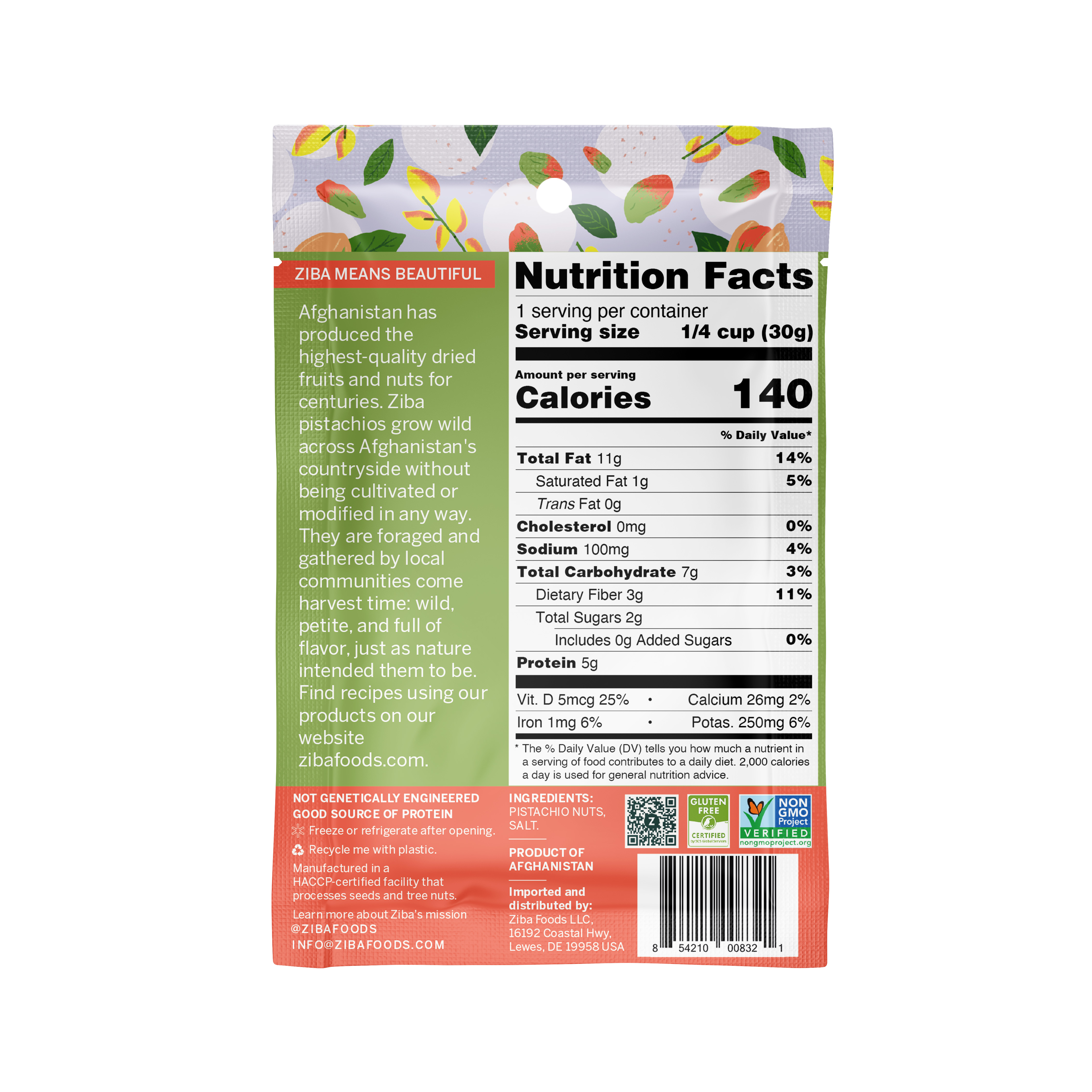 Ziba Foods – wholesale Nötter – Baby pistaschkärnor (torrrostade och saltade) Vegan 1 oz3