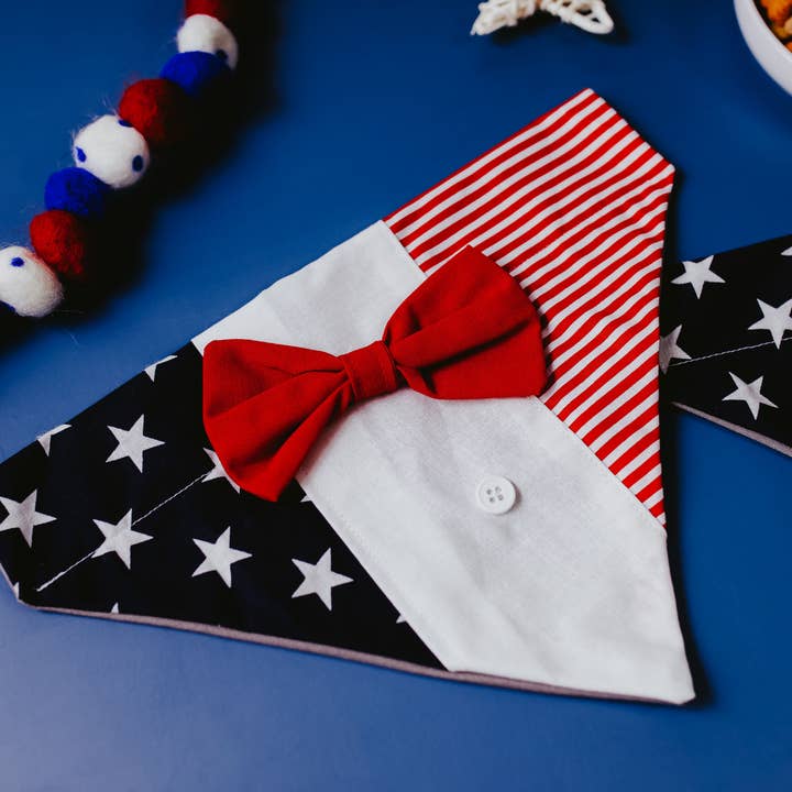 Bandana de smoking à rayures et étoiles pour la vente par Top Rocks Doggie Wear