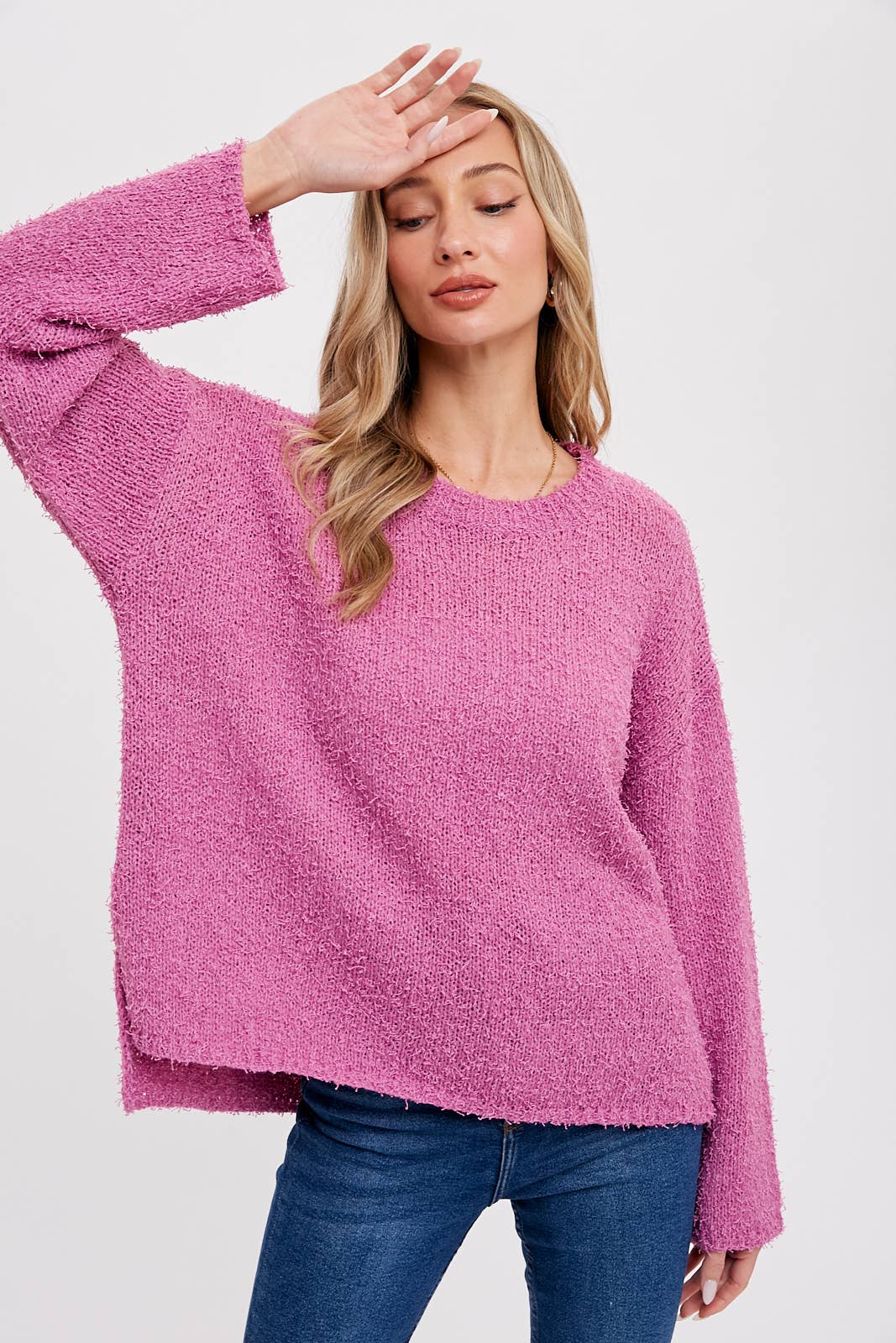 Bluivy – Engroshandel Pullover - Dame – Let boucle-pullover med boxy pasform2