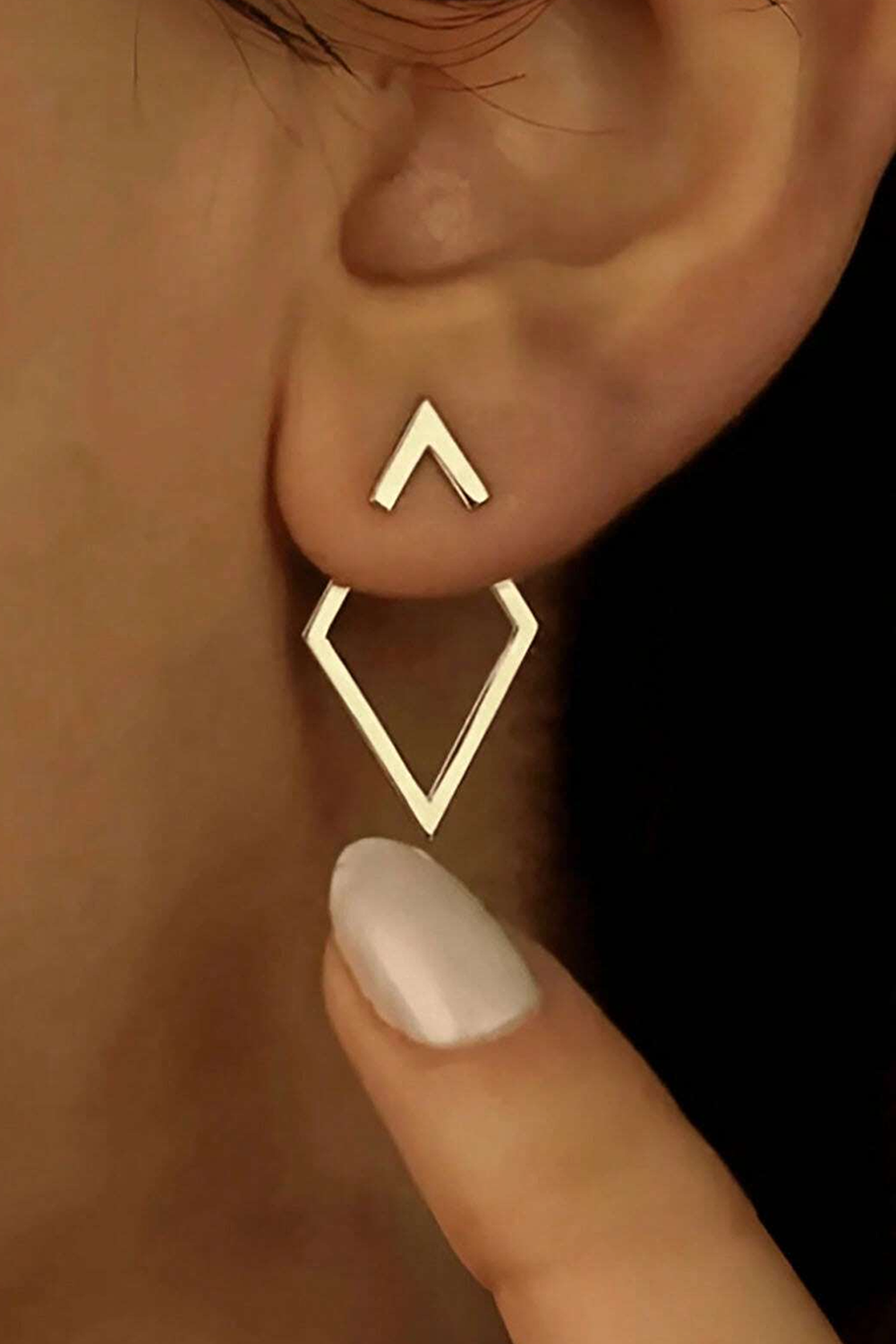 Gold Rhombus Shape Plated Alloy Stud Earrings for wholesale on Faire1