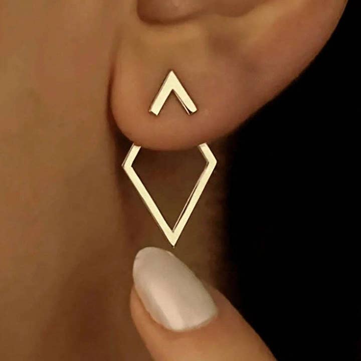 Gold Rhombus Shape Plated Alloy Stud Earrings for wholesale on Faire1