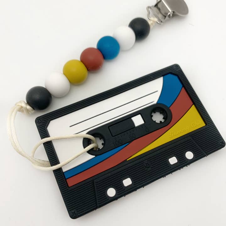 Gummy Chic - Wholesale Teether (Clip-On) - Baby - Retro Cassette Tape Teether Toy Beaded Clip - Newborn Gift