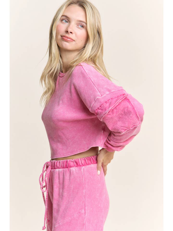 J.Her - Wholesale Knit Top - Women's - Mineral Wash Cargo pocket Top GD4021T