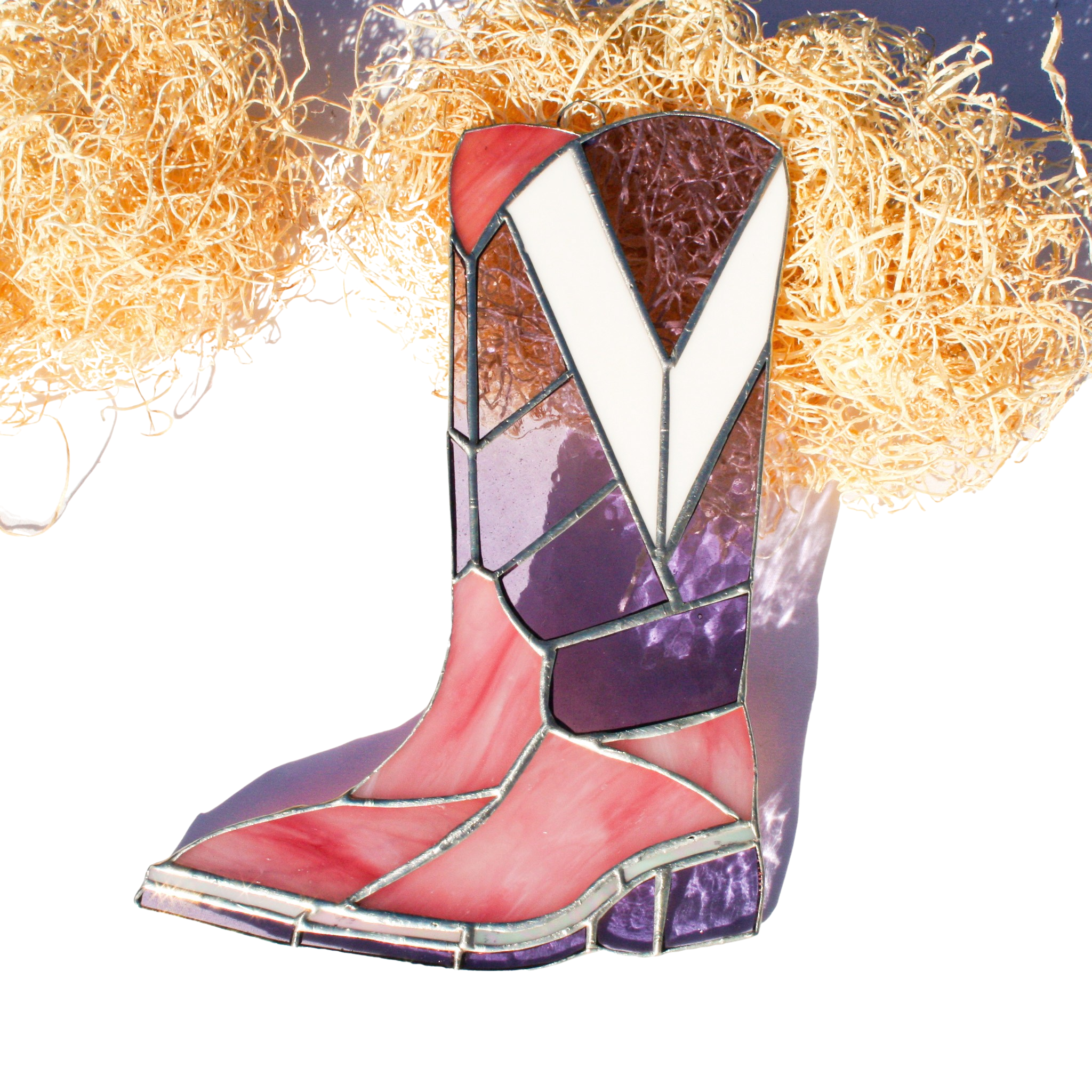 DGE Distribution - Wholesale Stained Glass Panel - Cowboy Boot Stained Glass Suncatcher 8" × 6" – Western Decor8