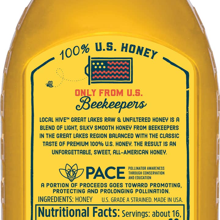 Local Hive Honey - Wholesale Honey - Local Hive, Raw & Unfiltered, Great Lakes Honey Blend, 12oz