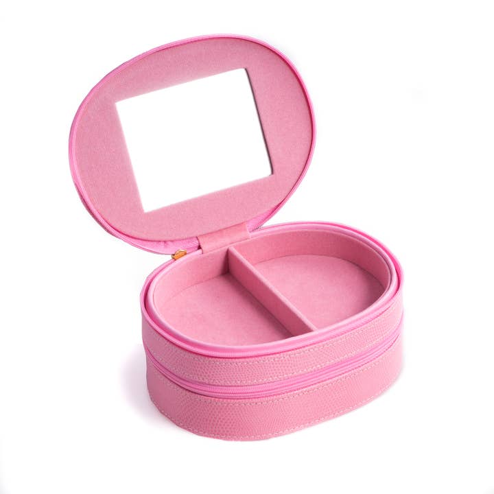 BeyBerk International - Wholesale Jewelry Box/Organizer - Pink Lizard Leather Jewelry Box2
