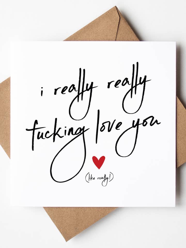Carte "Je t'aime vraiment vraiment putain" (Lot de 6) pour la vente par Sweary Card Lady