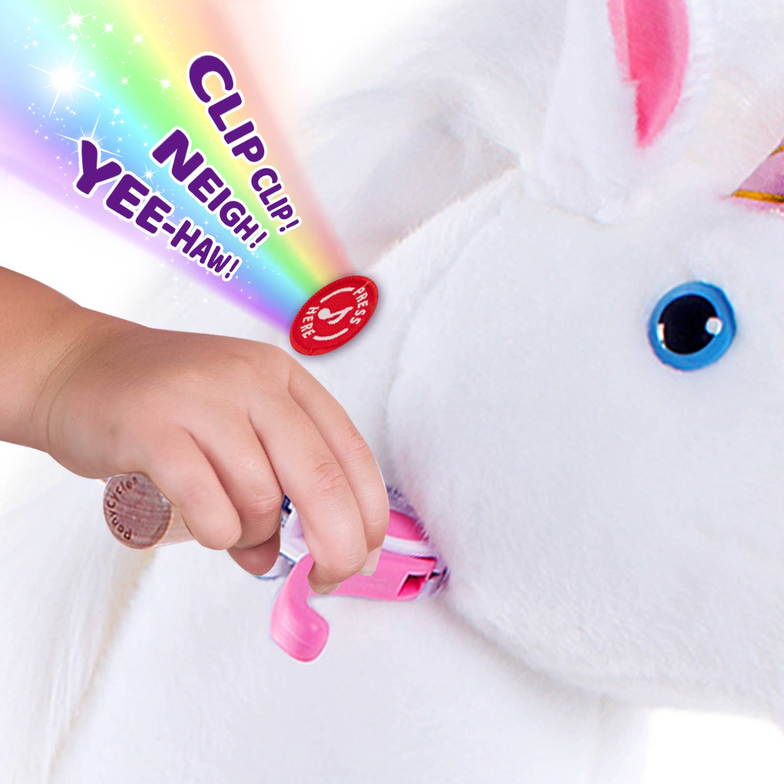 PonyCycle - Vente Cheval à bascule – enfant - PonyCycle Cheval à Bascule Licorne Blanche | Jouet à Chevaucher en Peluche7