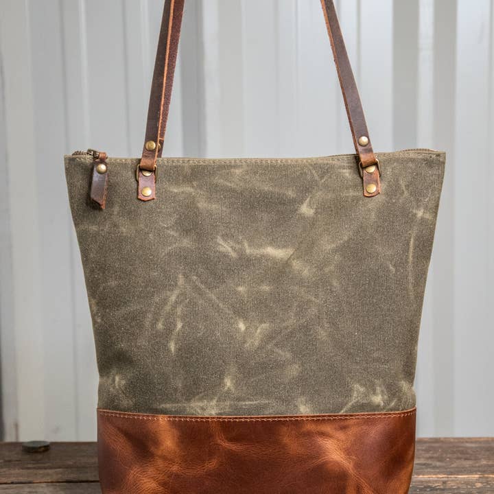 In Blue Handmade - Wholesale Tote bag – Women's - Essential Waxed Canvas and Leather Tote with Options12
