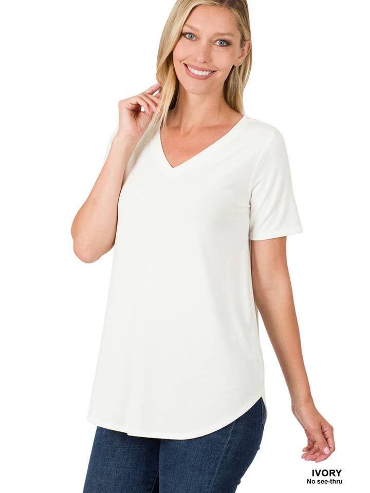 Vanilla Monkey - Wholesale Tunic - Women's - Short Sleeve V-neck Round Hem Top