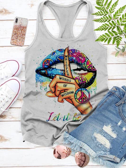 Top Avenue - Wholesale Tank Top - Women's - Let if Be, Words of Whisdom, Women Fit Fitted Racerback Tank Top