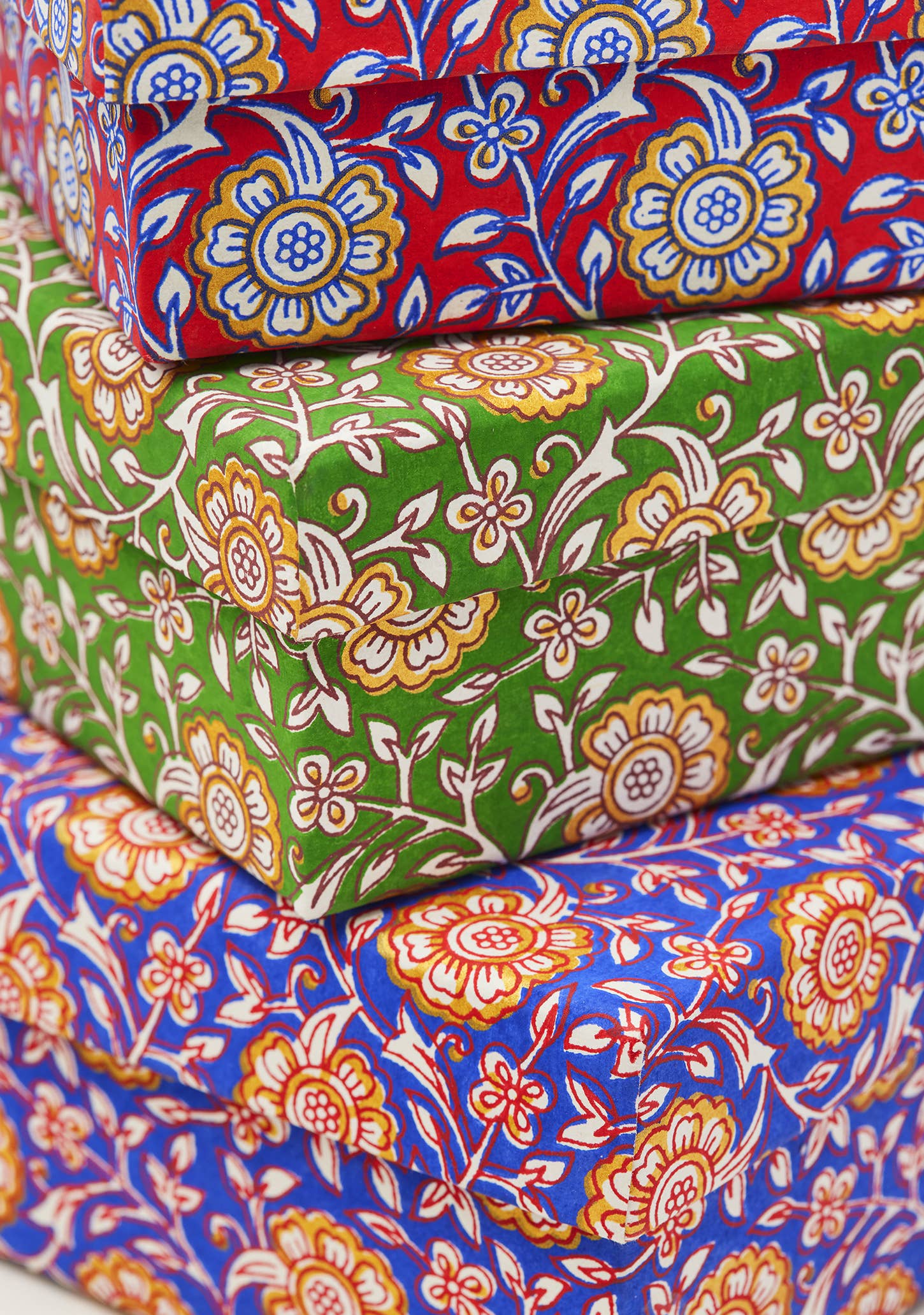 Namaste – wholesale Decorative box – Set of 3 Jasmi Floral Blockprint Boxes2