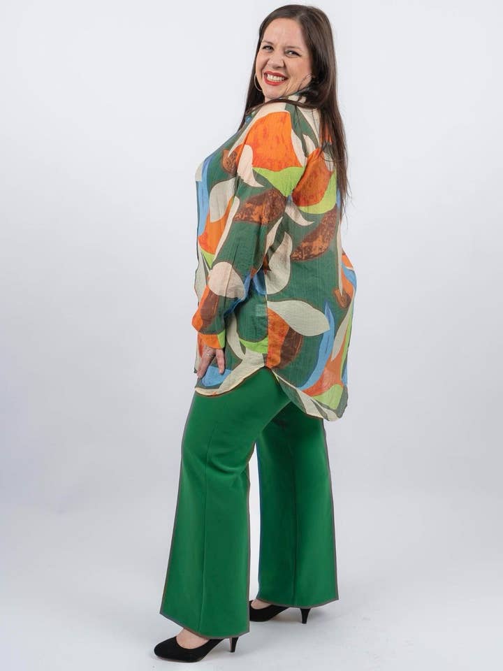 Amy & Clo Invogue - Wholesale Button Down Shirt - Women's - AC477 Plus size printed shirt1