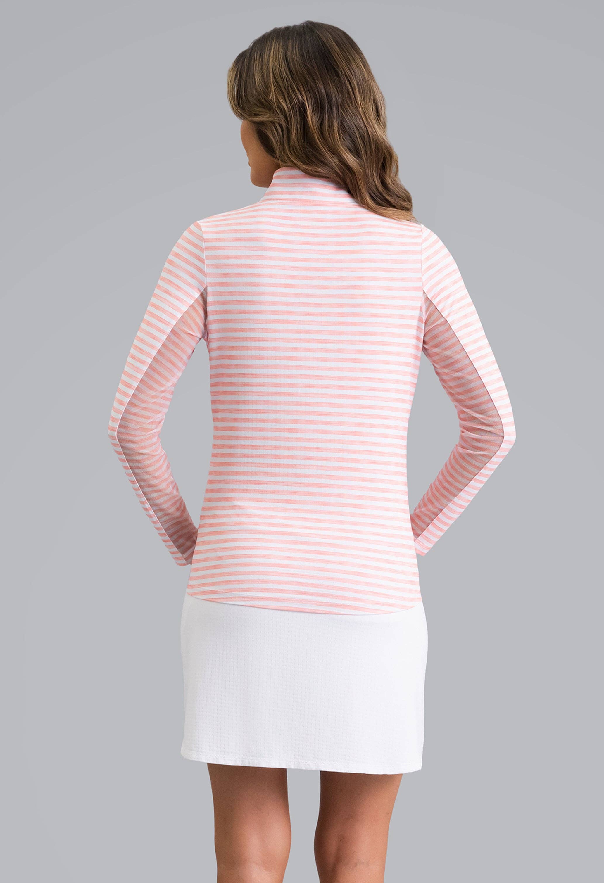 IBKÜL - Wholesale Athletic Top - Women's - Landon Stripe II  Print Long Sleeve Mock Neck Top – 1016431