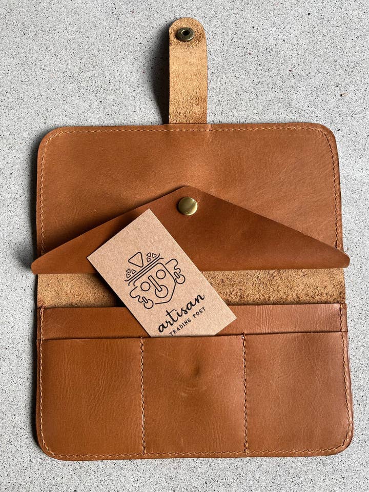 Leather Clutch Wallet | Honey Brown for wholesale by Artisan Trading Post