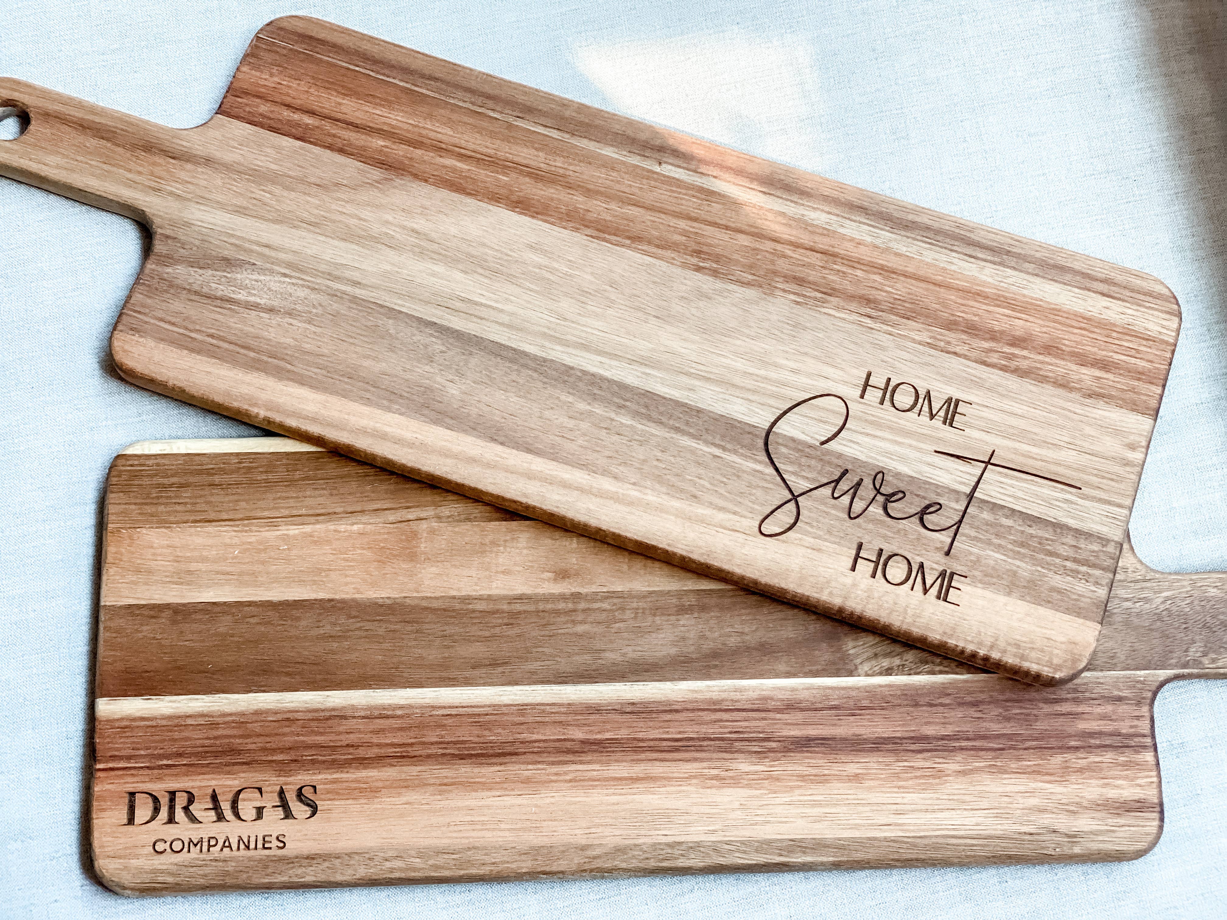 Theba Handmade - Wholesale Cheese Board - Home Sweet Home Acacia Board Gift Set3