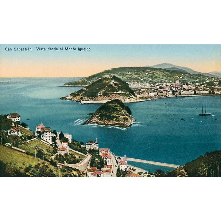 Found Image Press - Wholesale Sticker - Sticker MF-502 View of San Sebastian Harbor, Spain