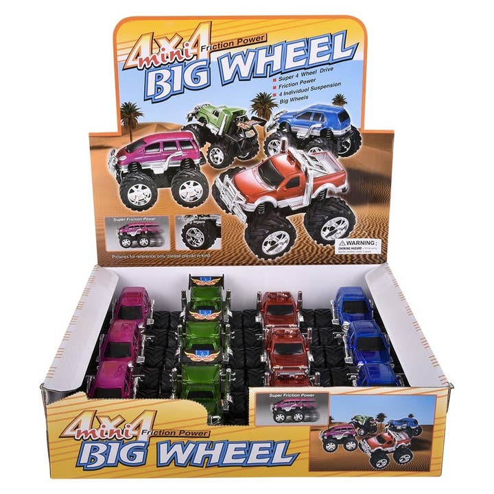 La Luna Bella - Toys - Vendita all'ingrosso Macchinetta/camioncino giocattolo - Bambini - Giocattoli per auto FRICTION MINI MONSTER TRUCK LLB da 5"3