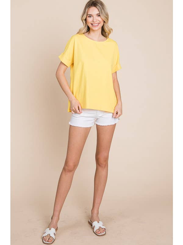 Emerald Collection - Wholesale T-Shirt - Women's - ETK-8825 Solid Cotton Casual Top9