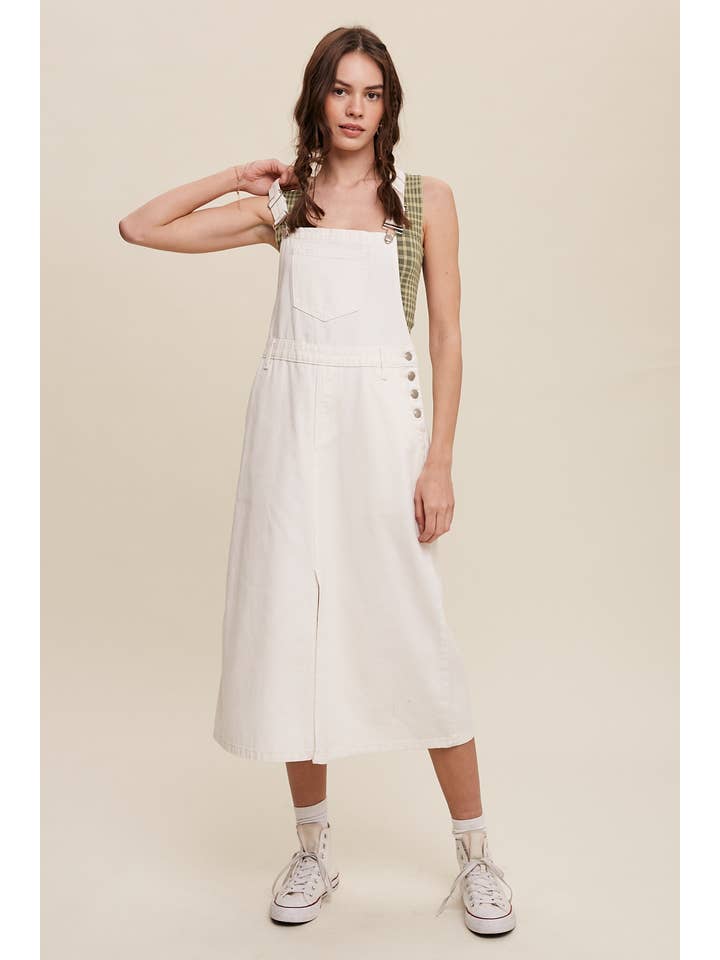 White Denim Overall Midi Dress for wholesale on Faire