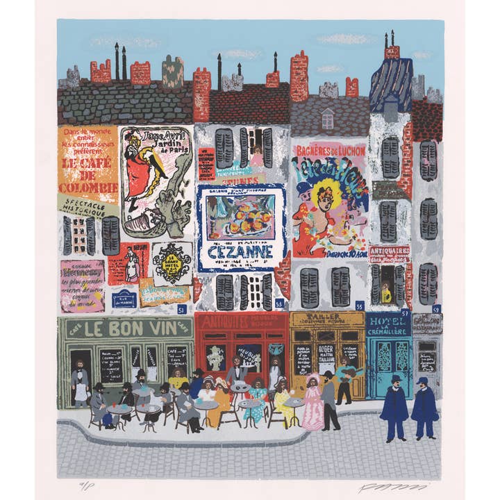 Josef Farhi Paris Szene Hand signiertes limitiertes Kunstwerk Serigraphie für den Großhandel von Deluxe Fine Art