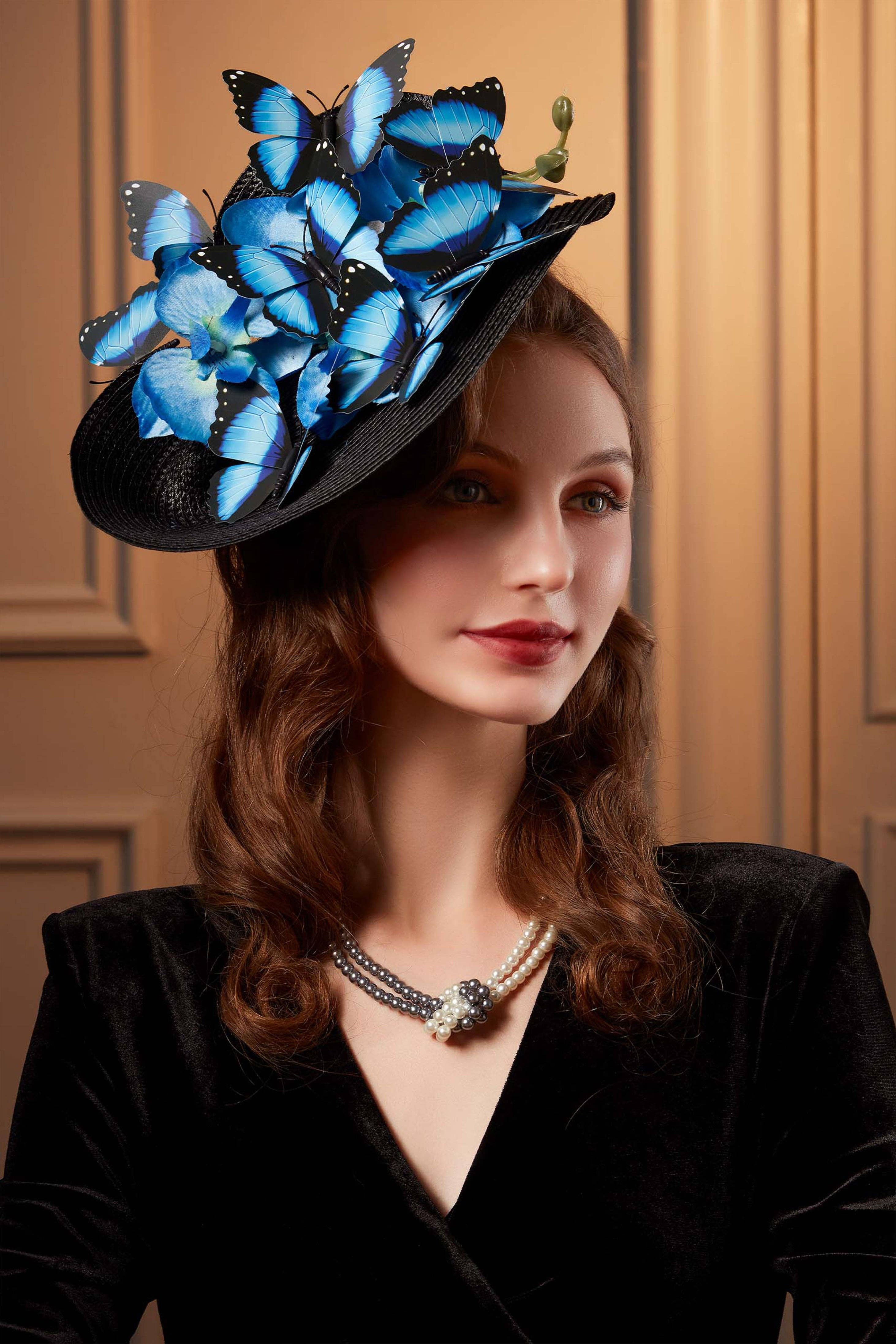 BABEYOND - Vendita all'ingrosso Fascinator - Donna - Fascinator a Tesa Larga Butterfly Derby5