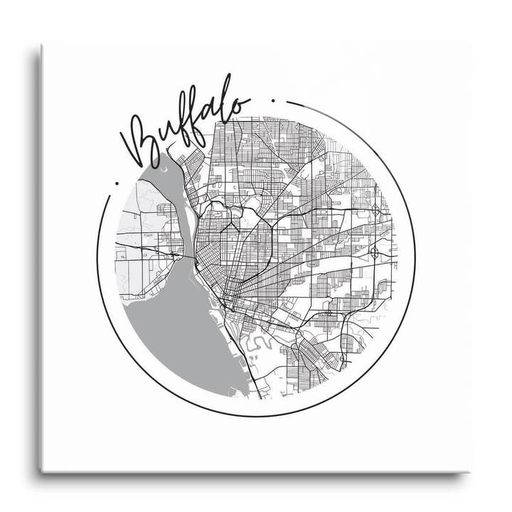 Minimalistic B&W New York Buffalo Ci|8x8 Glass Plaque for wholesale by Love Local
