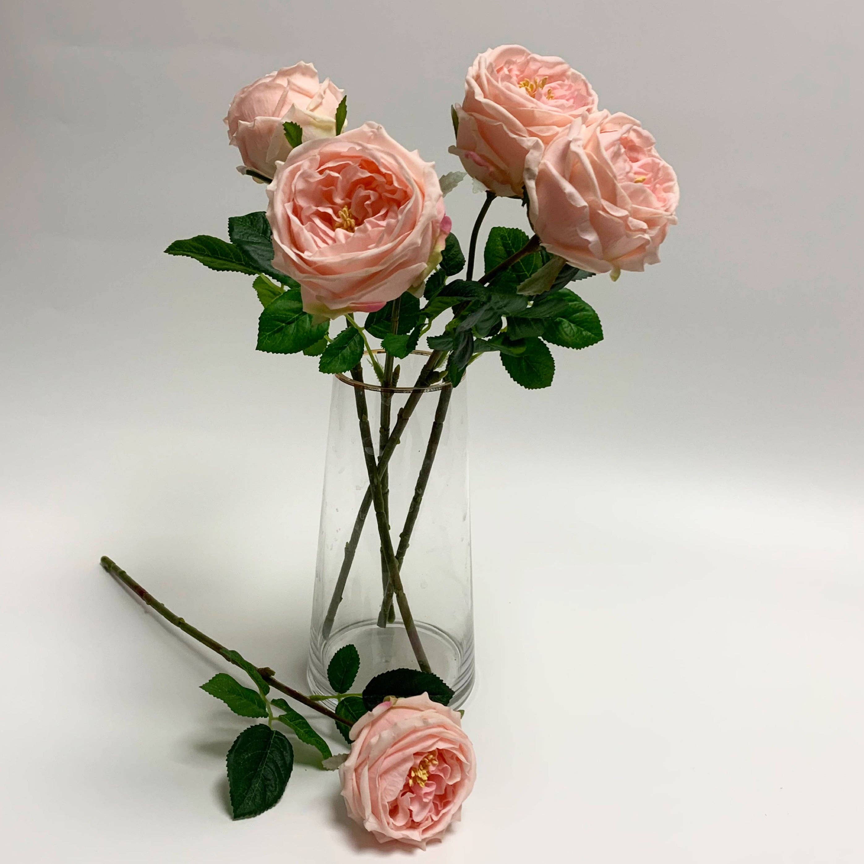 JKF & Co Pty Ltd - Wholesale Artificial Flowers - Real Touch Single Stem David Austin Roses Pink1