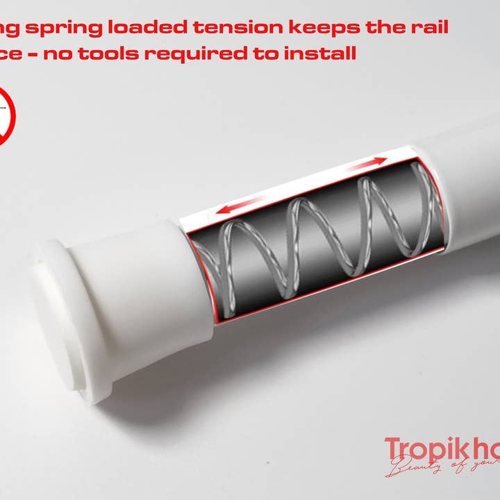 TROPIK HOME - Wholesale Bathroom accessory set - Spring Tension Shower Rail, White 70-110cm4
