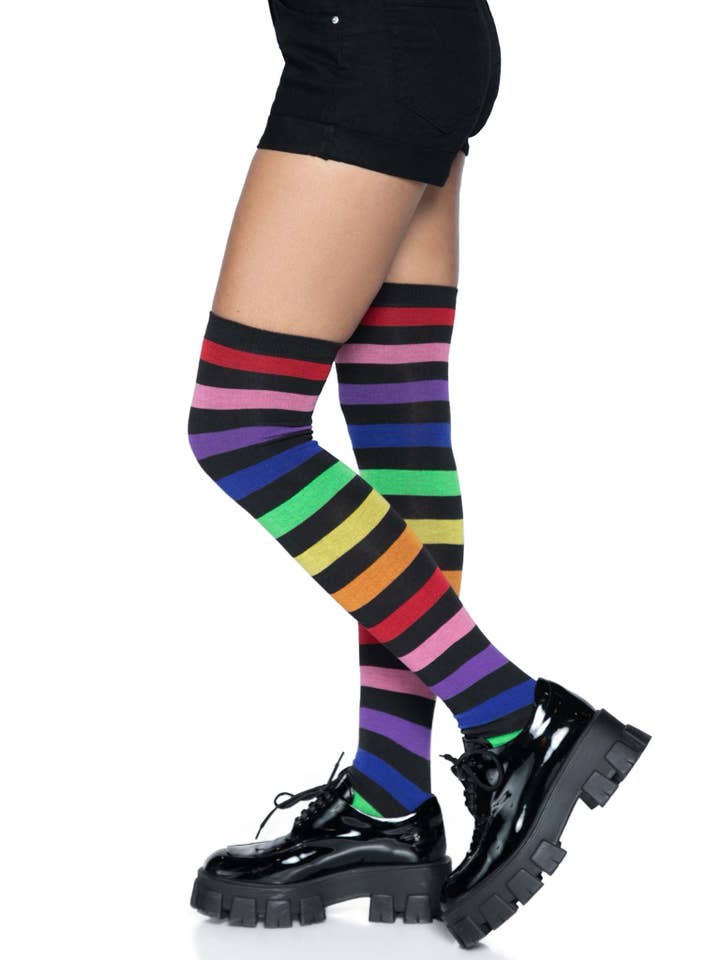 Aurora Rainbow Thigh High Socks for wholesale on Faire
