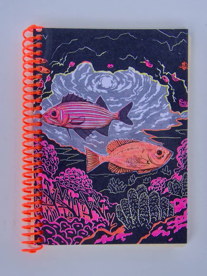 Reef Fish Spiral Bound Riso Lined Notebook for wholesale by Pencil Urchin Press LLC