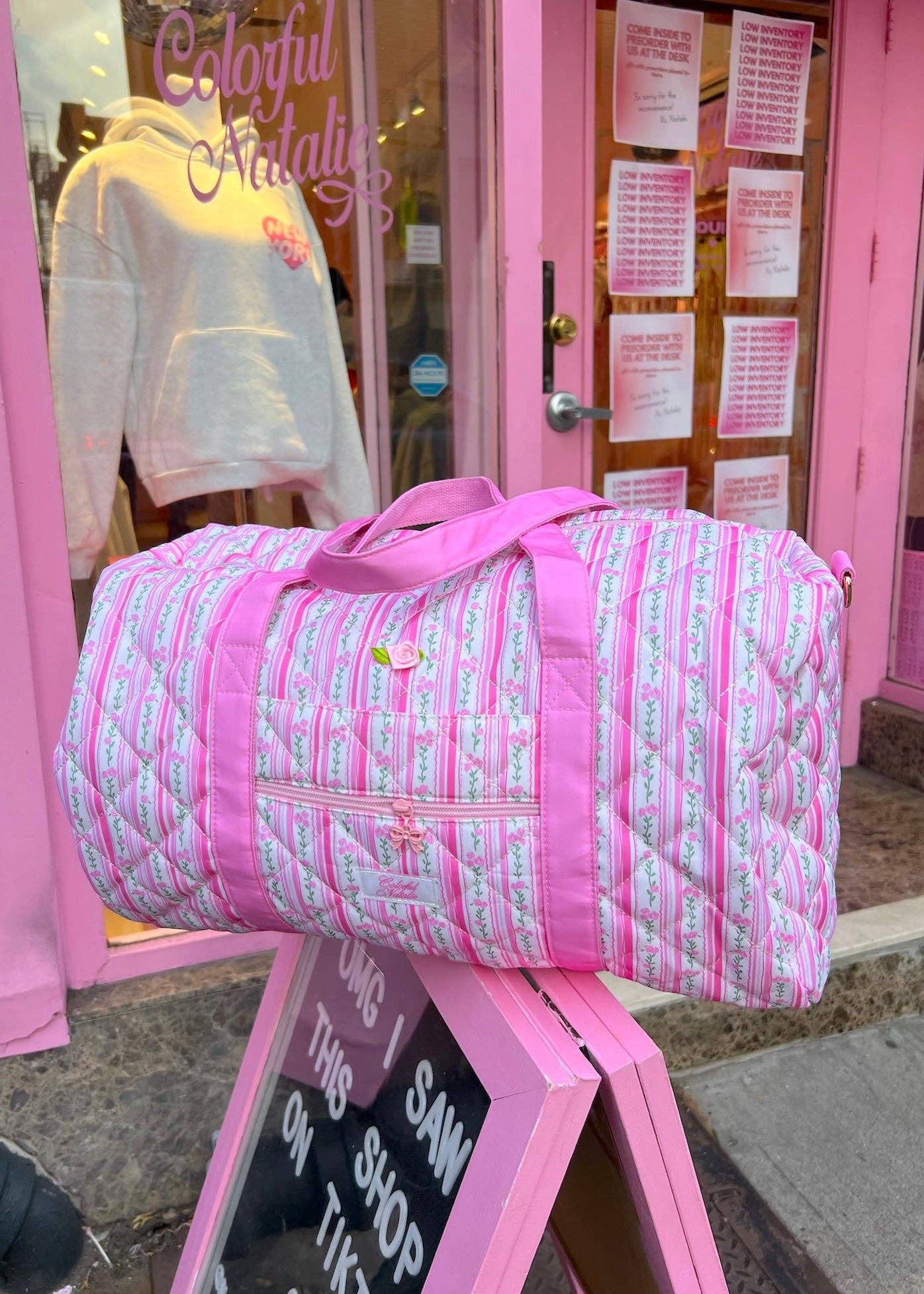 Colorful Natalie - Wholesale Weekender Bag - Women's - Flowers and Stripes Duffle Bag