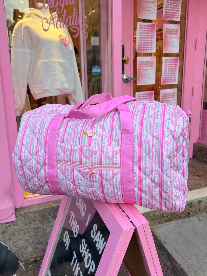 Flowers and Stripes Duffle Bag for wholesale by Colorful Natalie