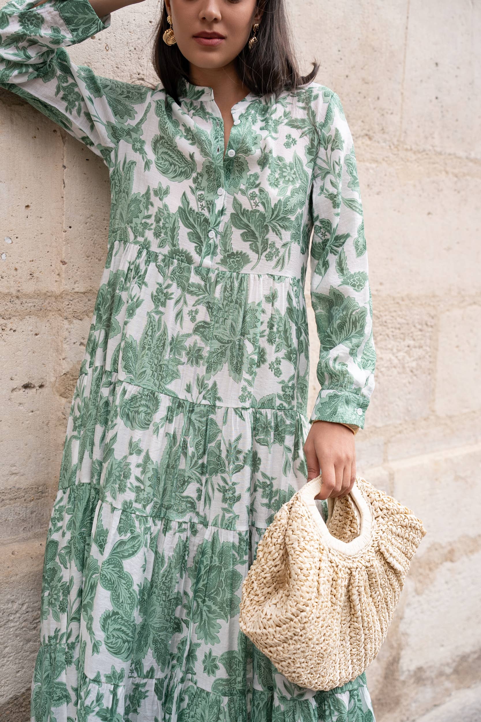 CHOKLATE PARIS (US No duties) – wholesale Klänning - Dam – Klänning i siden med blommönster Marbella (S-M-L-XL) - CK0811215