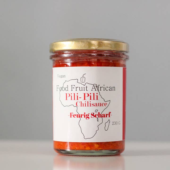 Food Fruit African - Vente Sauces piquantes - Sauce piquante ardente Pili-Pili. Épicé et aromatique. 230 g