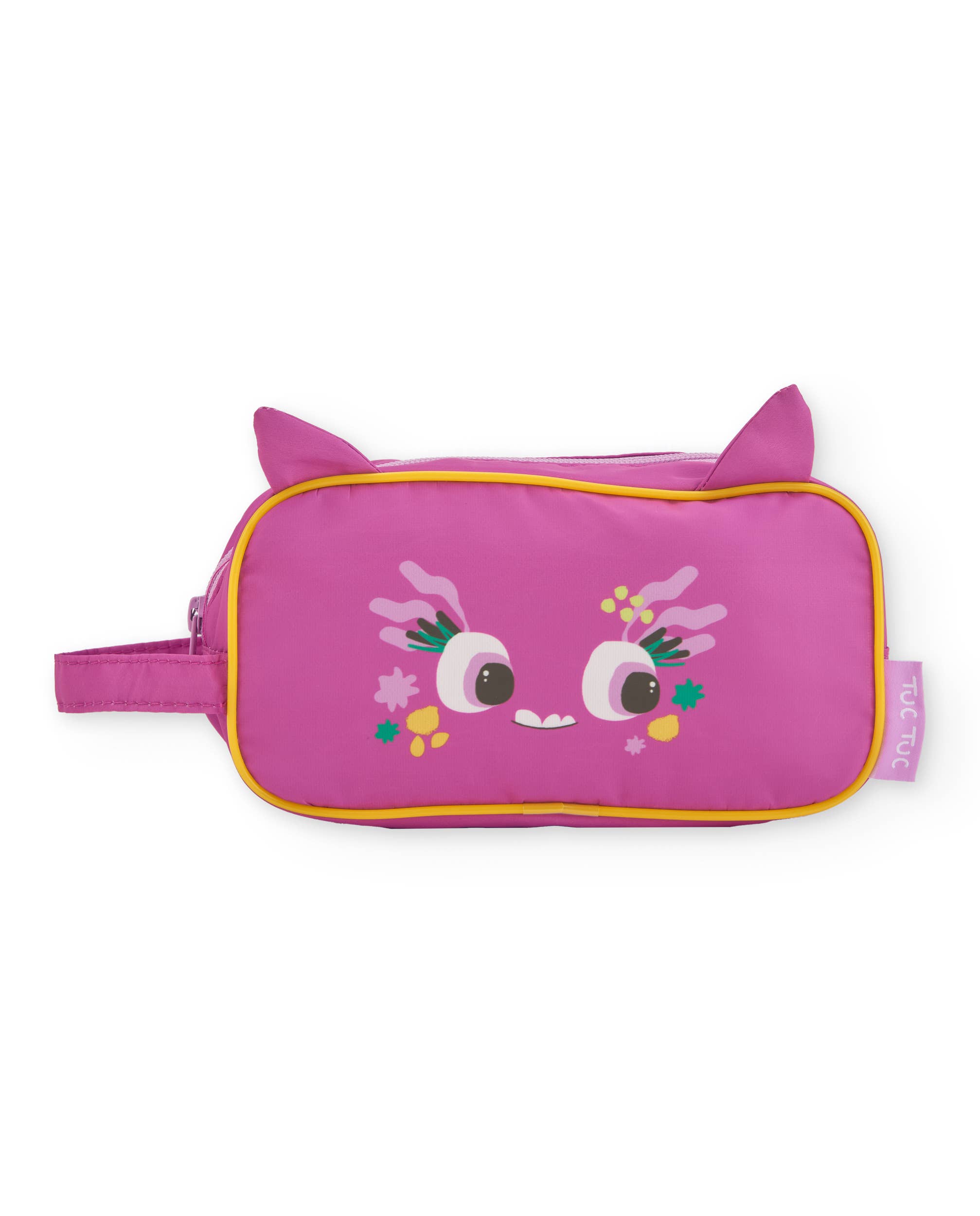 tuc tuc - Wholesale Pencil Case/Pouch - Fuchsia case for girl with a funny face and flowers0