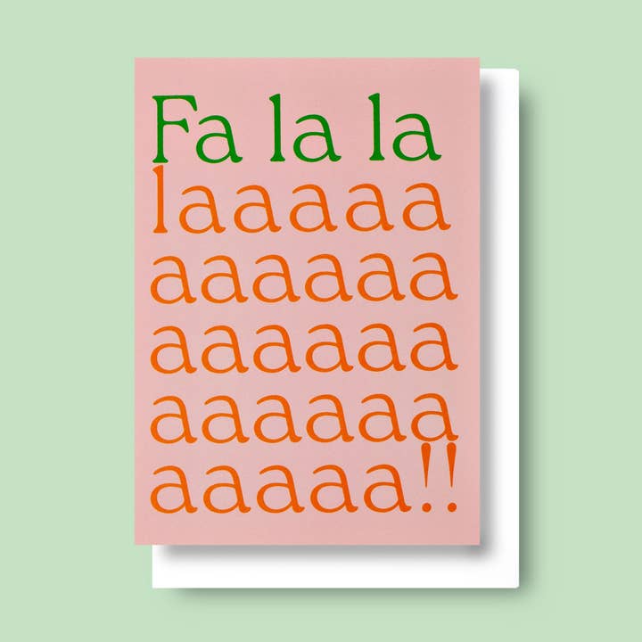 Alphabet Fa La La Christmas Card for wholesale by Good Thanks Paper