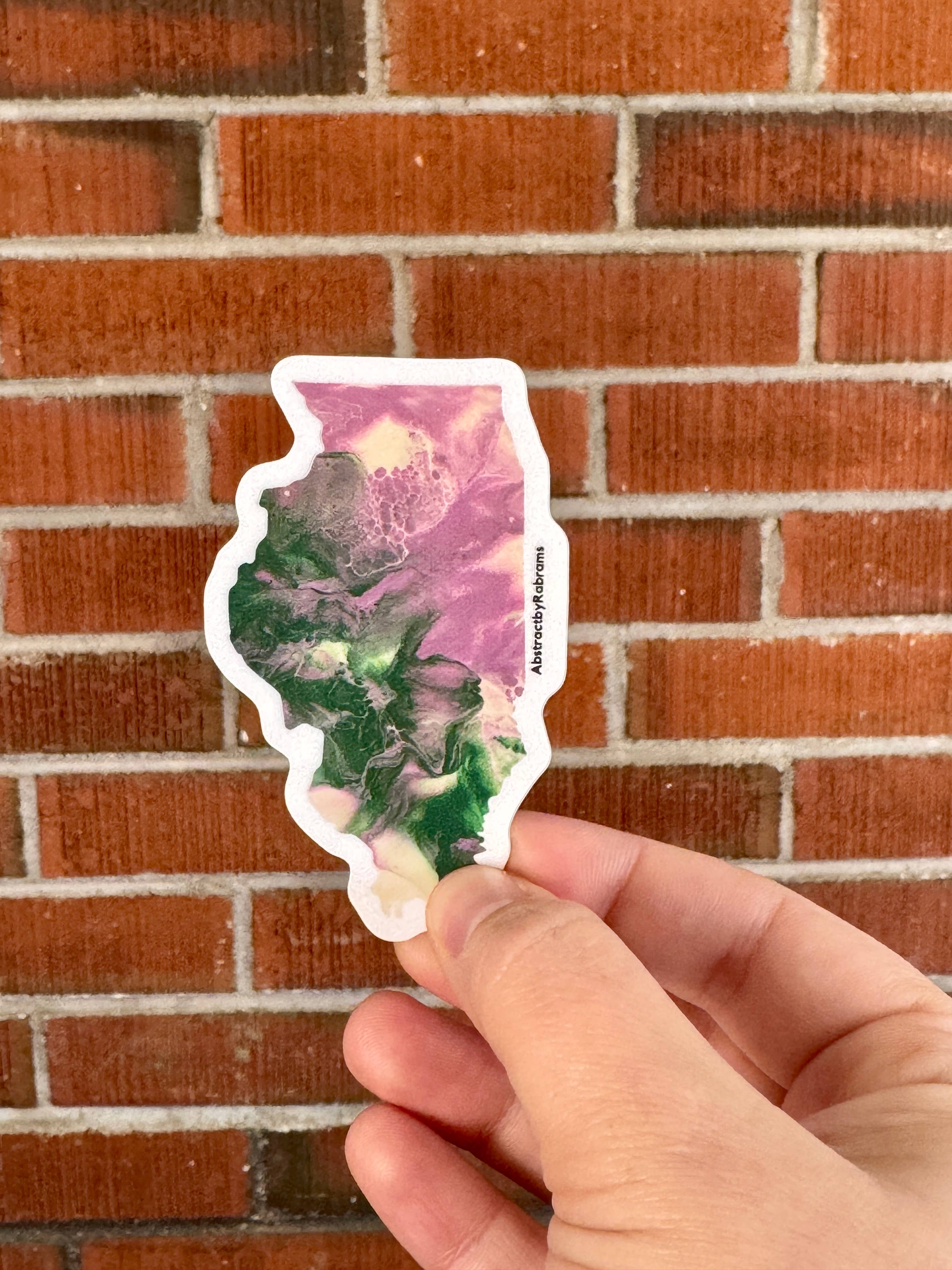 AbstractbyRabrams - Wholesale Sticker - Illinois State Vinyl Sticker - LGBTQ - Rainbow - Trans3