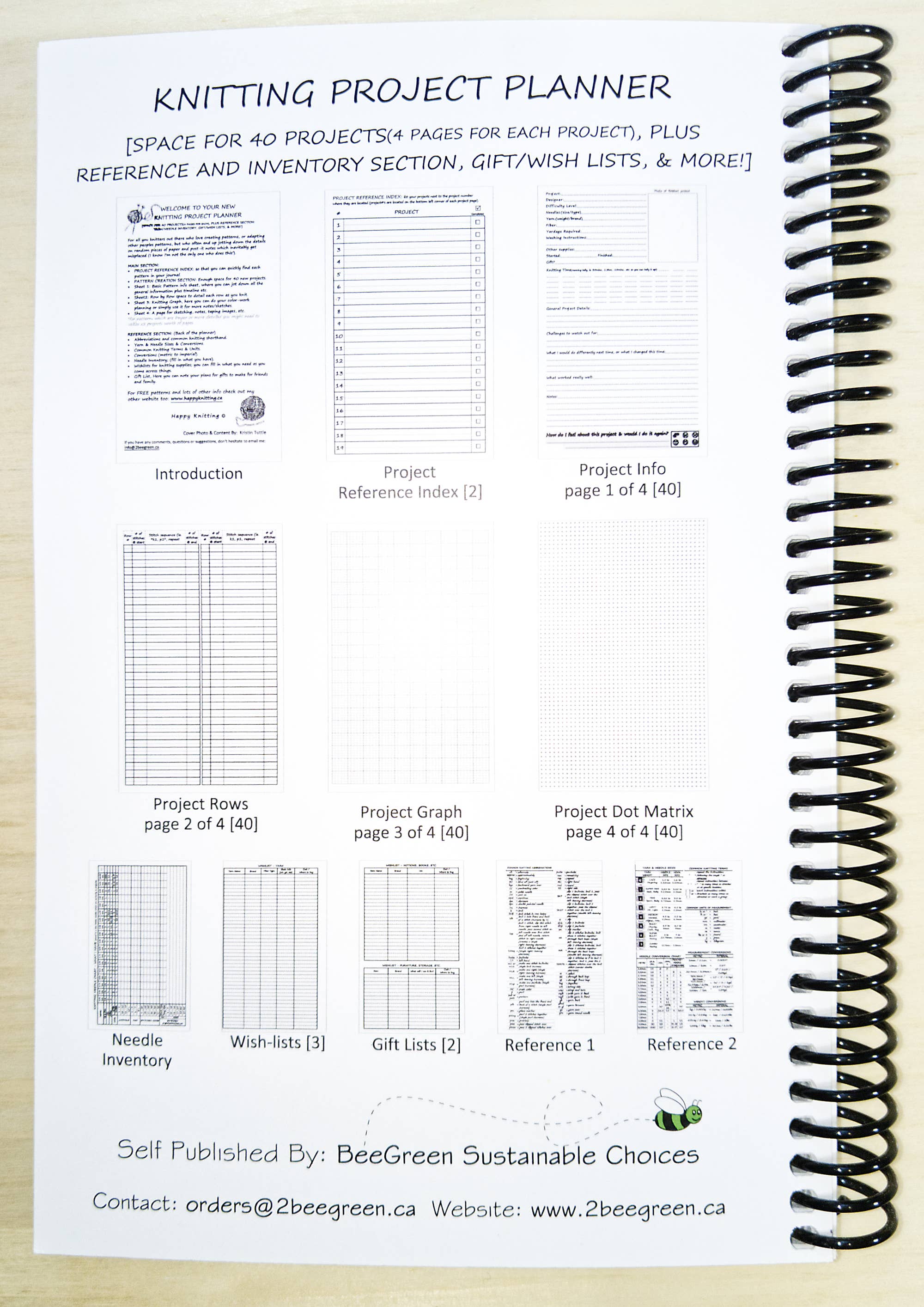 BeeGreen & CraftsPlannersPlus - Wholesale Planner - Knitting Project Planner [Spiral Bound]7