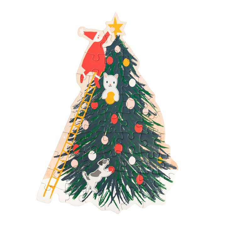 Santa Christmas Tree Shaped Puzzle | 50 Pieces | for wholesale by Talking Tables UK