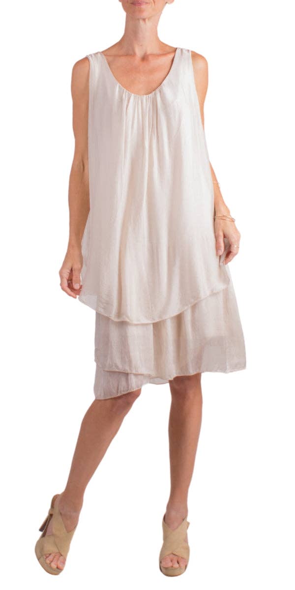Gigi Moda - Wholesale Dress - Women's - Sleeveless Silk Shift Dress0