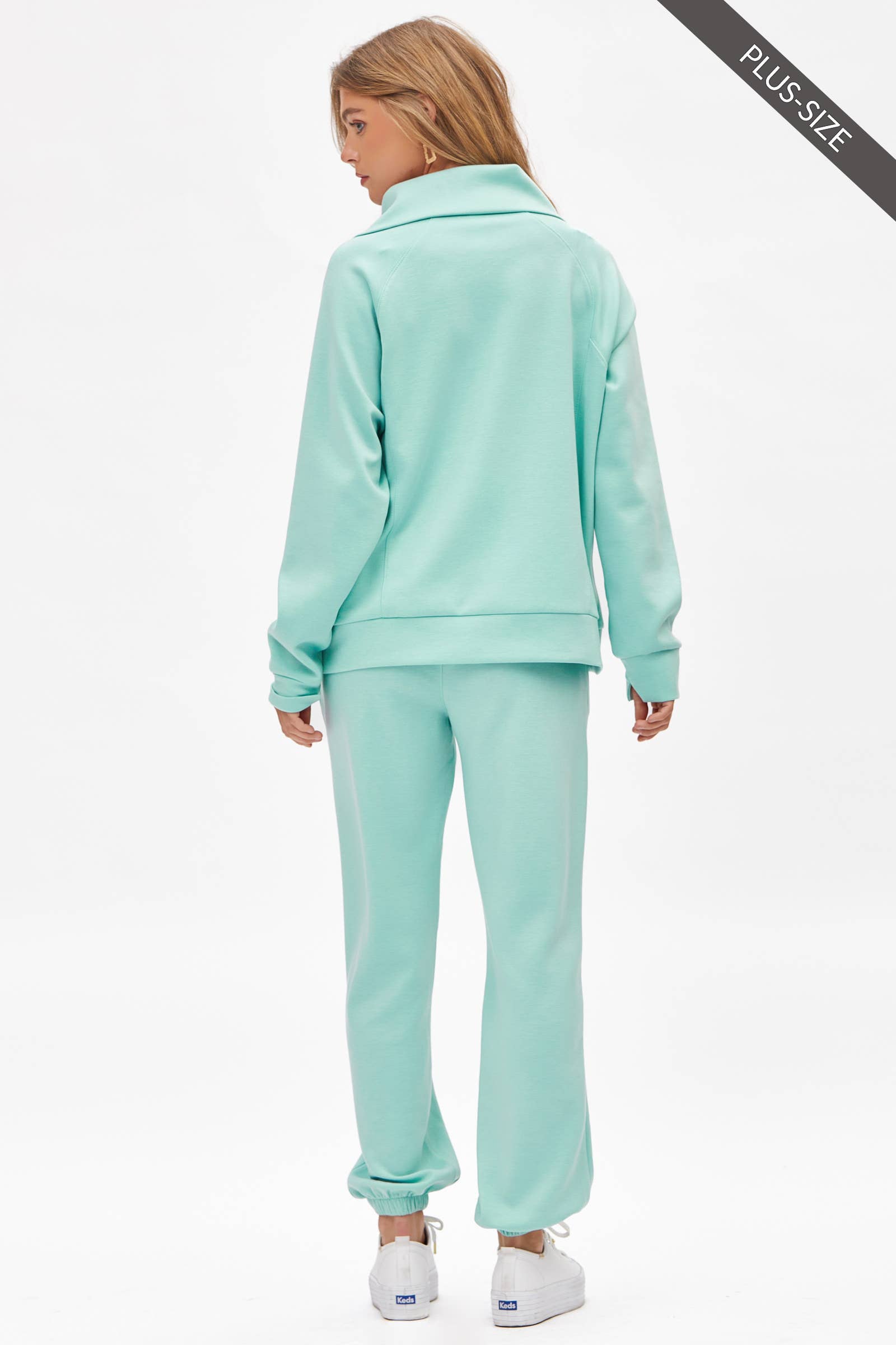 Dear Scarlett - Wholesale Lounge Set - Women's - PLUS SIZE Quarter Zip Pullover + Jogger Modal Travel Set23