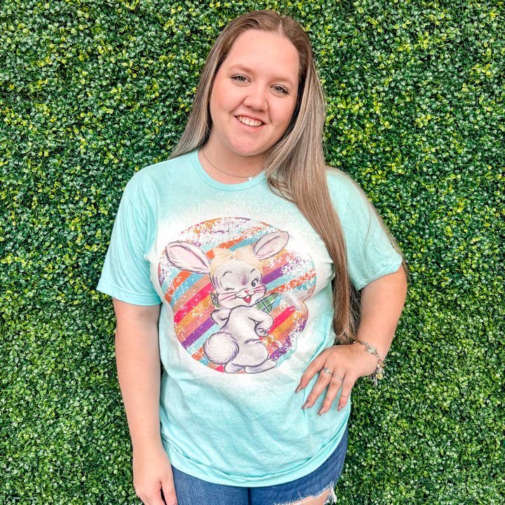 Retro Easter Bunny Bleached Tee for wholesale by Daydreamer Designs