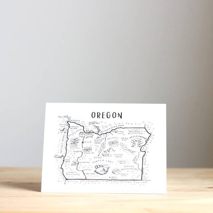 Map of Oregon Greeting Cards for wholesale by IamBibby
