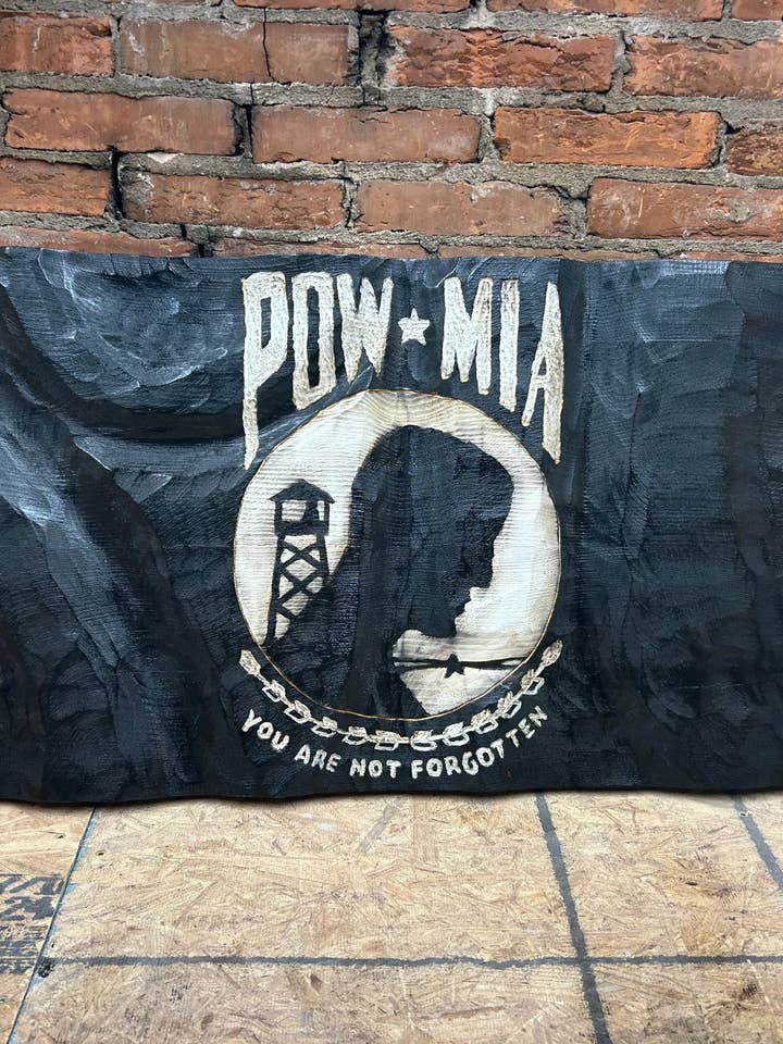Wood Wavy POW/MIA Flag for wholesale by Schmedic Woodworking