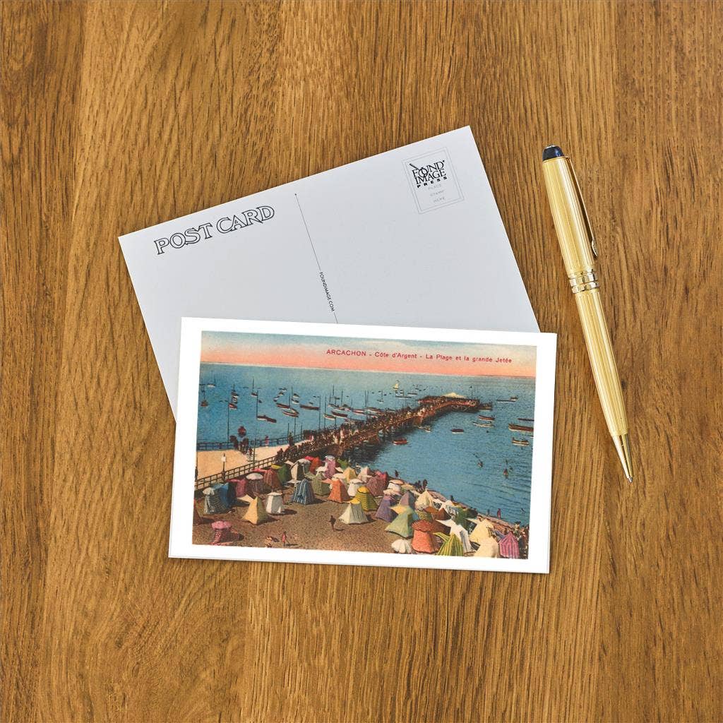 Found Image Press - Wholesale Postcard - Postcard FF-08 Aracachon, Pier and Beach, France1