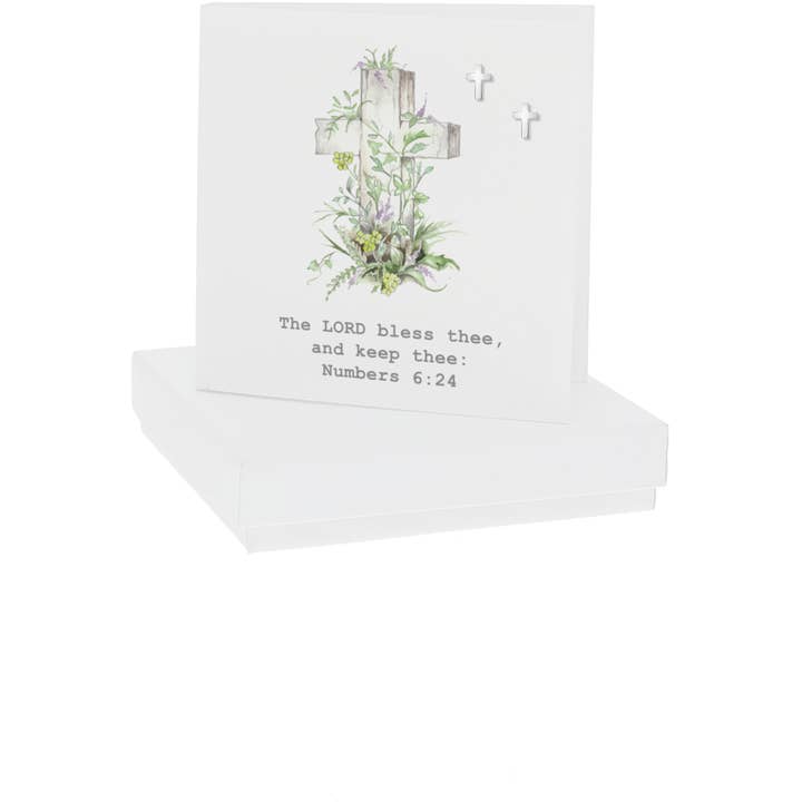 Numbers 6:24 Kreuz-Ohrstecker aus Sterlingsilber, 7 mm für den Großhandel von Pavilion