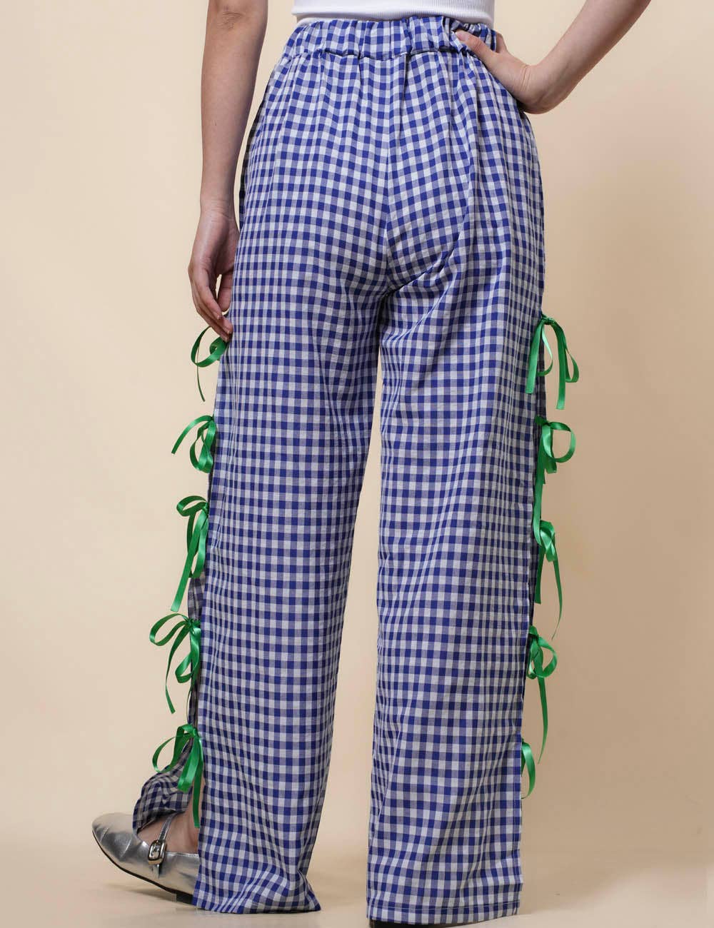 Sweetkama – Großhandel Hose – Damen – Damen Karierte Hose mit Seitenschlitz und Schleife SKP4109417