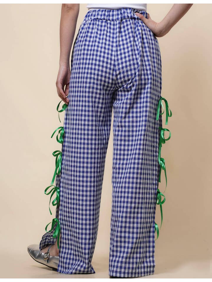 Sweetkama – Großhandel Hose – Damen – Damen Karierte Hose mit Seitenschlitz und Schleife SKP4109417