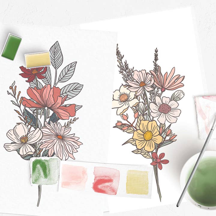 Cate Paper Co. - Wholesale DIY Craft Kit - Wildflower Meadow watercolor painting kit